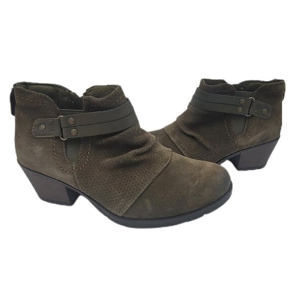 NEW Earth Origins Odel Suede Ankle Booties Olive Green Women's Size 6.5M - Picture 1 of 12